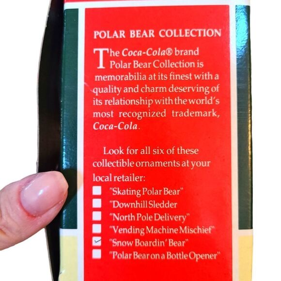 VINTAGE Ornament Coca-Cola 1995 Snow Boardin' Bear Tree NIB - Picture 3 of 6